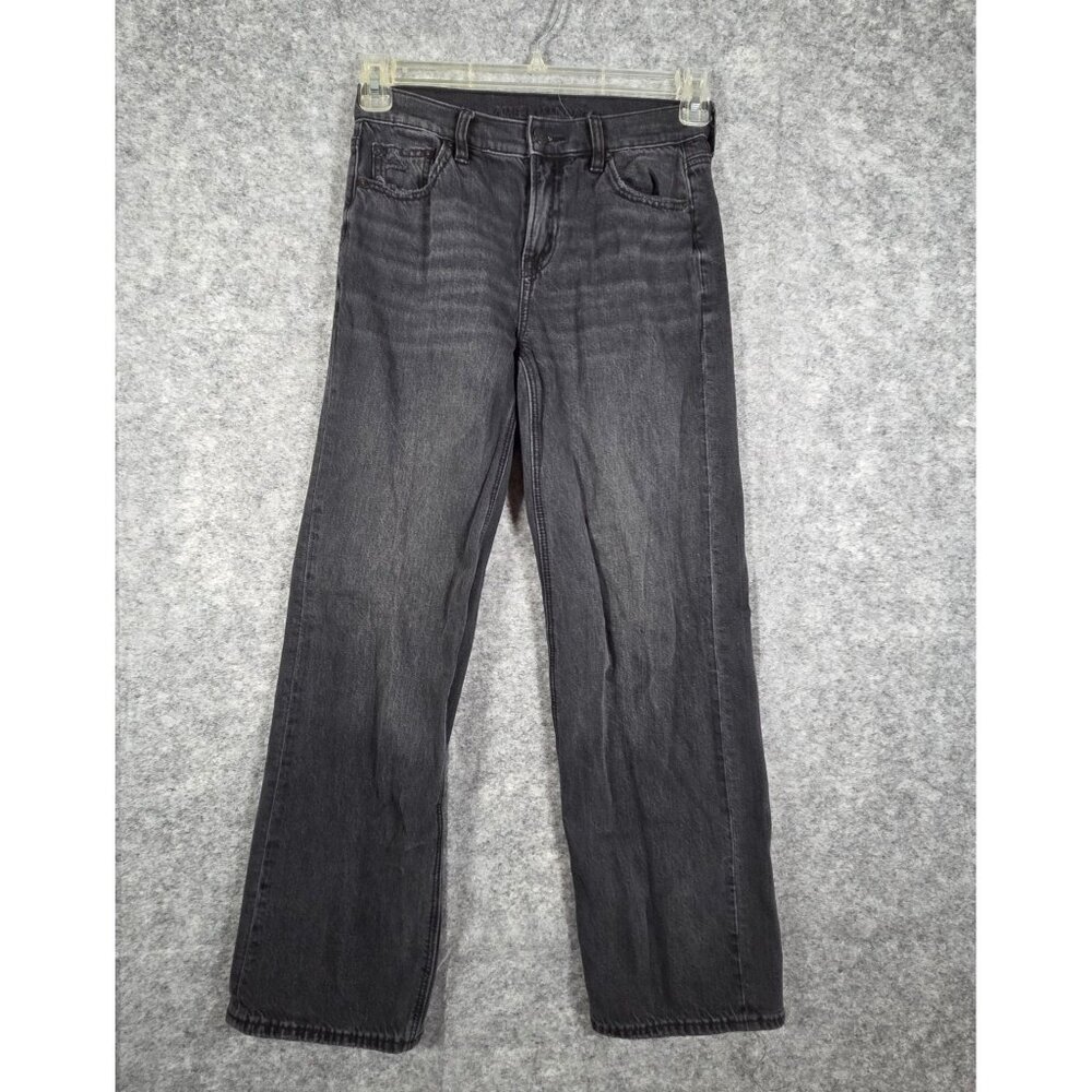 American Eagle Women's Denim Jeans Straight Leg Low Rise Black Size 00 Classic
